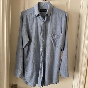 Dress Shirt, Blue, 32/33, Neck 16, Classic Fit, Plus Red Tie